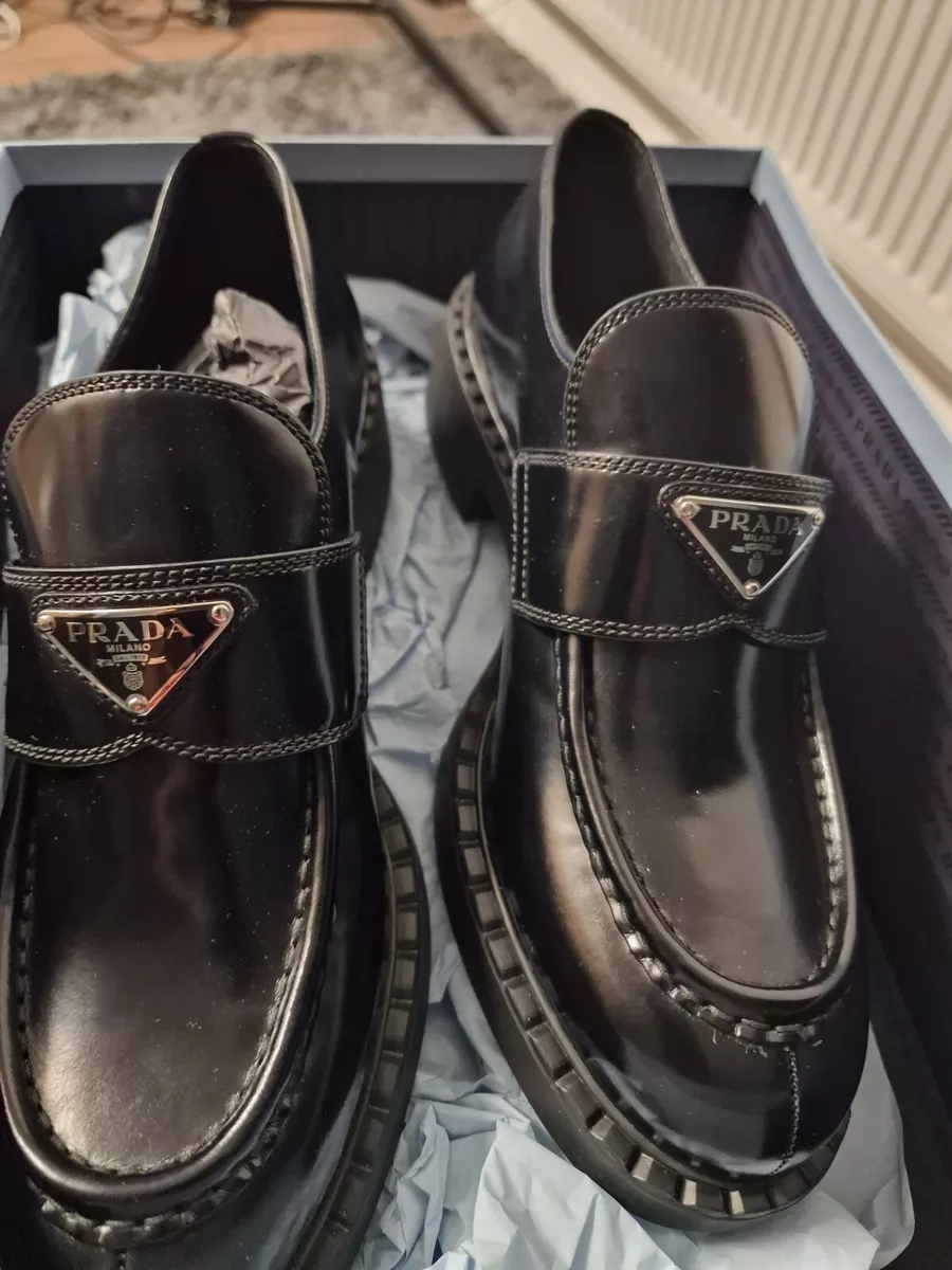 Prada logo shop loafers