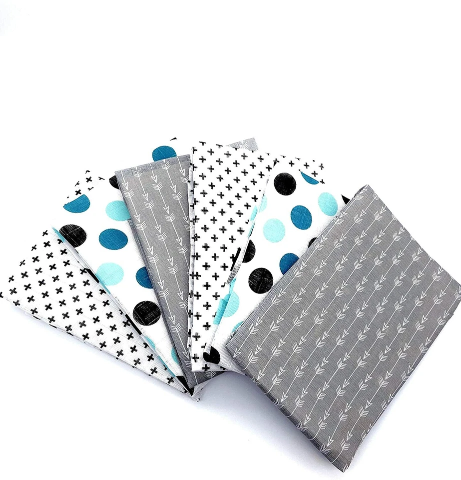 6er Pack - Große 100% Baumwolle Bedruckte Baby Musselin Quadrate - Musselin Tücher, Swaddle - Bild 1 von 4