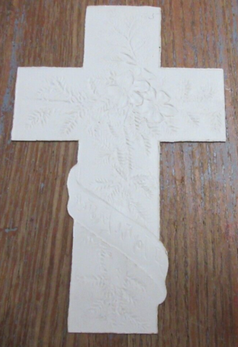 Carta Pasqua Vintage Inutilizzata In rilievo CROCE Taglio A GIOIOSA PASQUA Legno di betulla ABETE - Foto 7 di 7