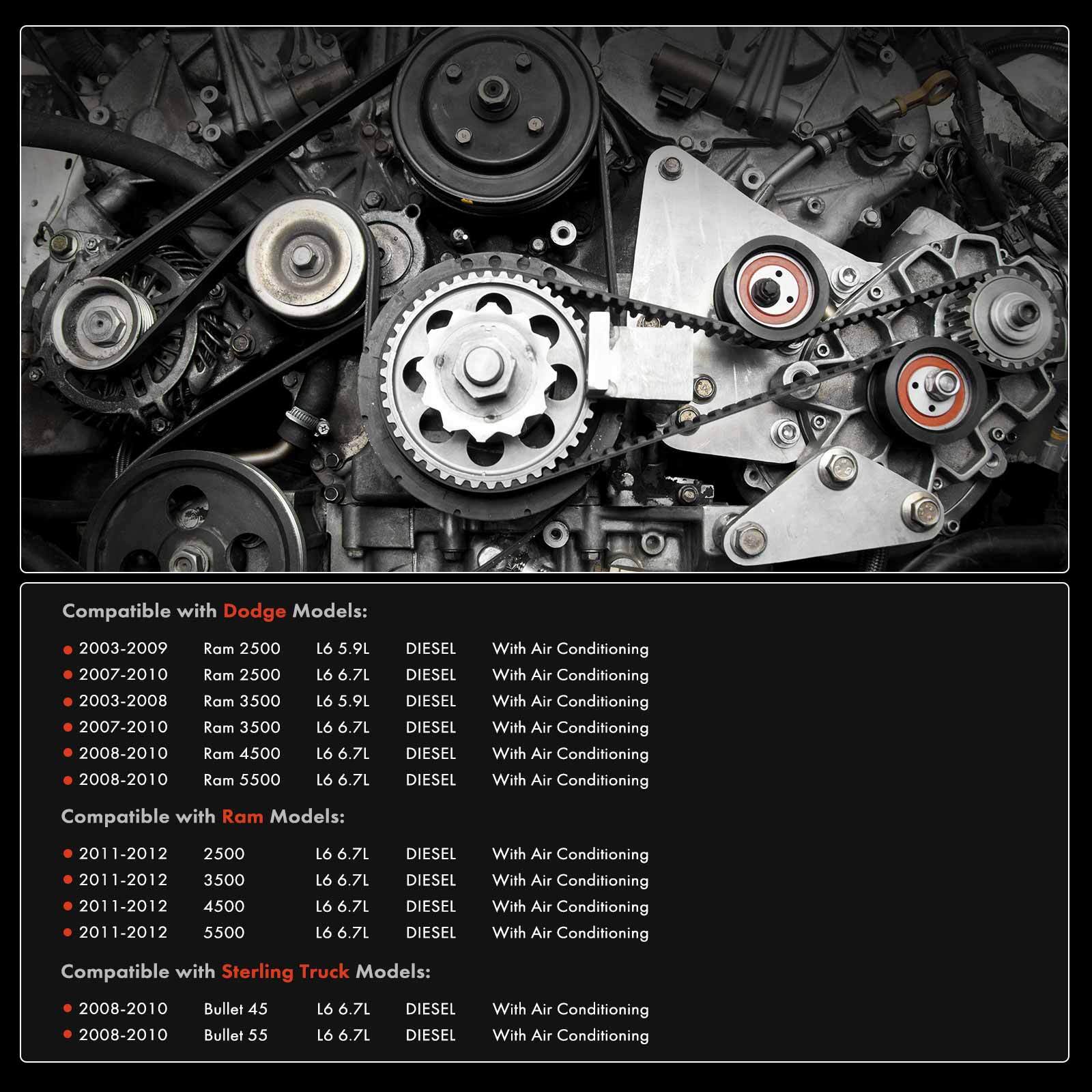 3Pcs Serpentine Belt Drive Component Kit for Dodge Ram 2500 2003-2010 Ram 3500