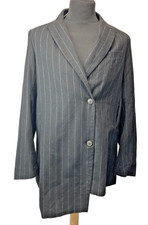 Ivan Grundahl Black Striped Women's Asymmetric Blazer Uk 12