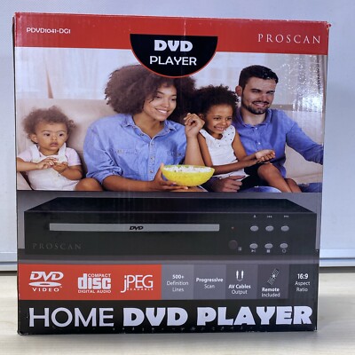 PROSCAN Compact PDVD1041 Home DVD Player w Remote & A/V cables - Black