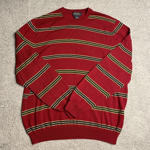 Red Striped 100% Merino Wool Crew Neck 