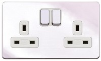 Mk Aspect K24347 Poc W Double Switched Socket 2 Gang Polished Chrome13a Doubl... Mk Aspect K24347 Poc W Double Switched Socket 2 Gang Polished Chrome13a Doubl...