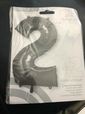 33" Number 2 - Anagram - Black Foil Mylar Balloon by Anagram New  