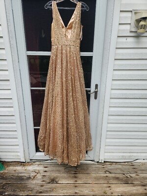 Bella devine Gold formal / prom dress with pockets size 2 | eBay