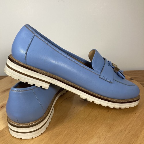 Talbots Women’s Slip On Driving Tasseled Loafers Leather 7M Sky/Baby Blue - Picture 5 of 8