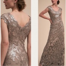 NWT Adrianna Papell × BHLDN Serenity Sz 8 Grey Mink Lace