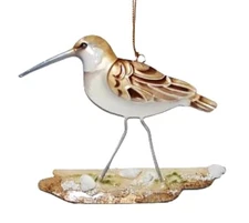 Sandpiper metal with capiz finish shore bird ornament 