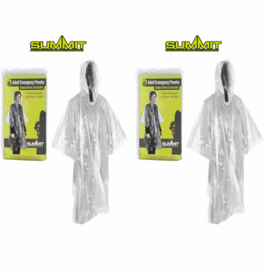 2 x Summit Notfall Poncho Erwachsene Größe Festival Sommer Regenmantel
