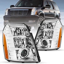 Pair Headlight Assembly w/HID Bulb+Ballast For 2007-2014 Cadillac Escalade