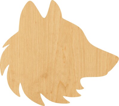 Wolf Head Laser Cut Out Wood Shape Craft Supply - Woodcraft Cutout