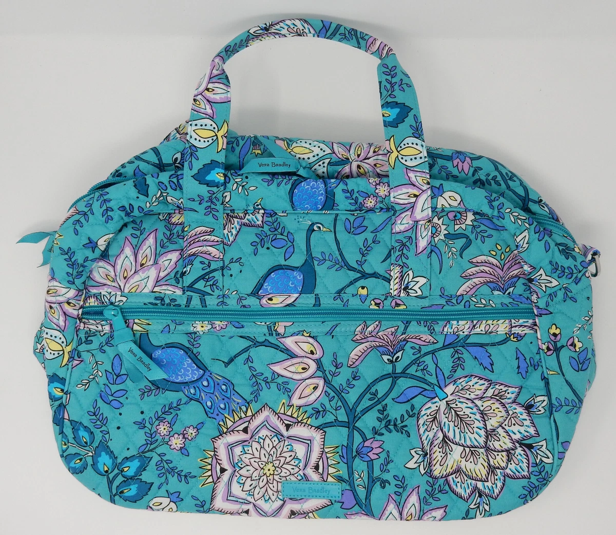 VERA BRADLEY COMPACT TRAVELER BAG PURSE BLUE PEACOCK GARDEN
