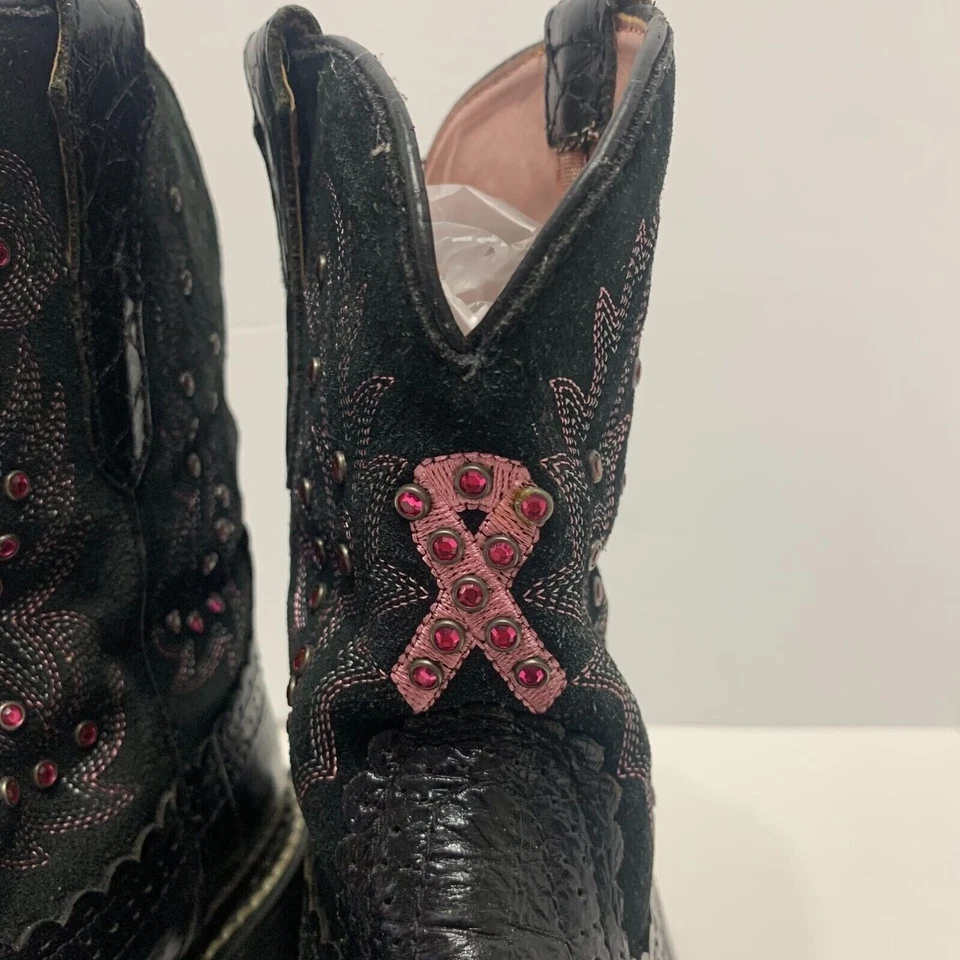 Ковбойские сапоги Ariat Fatbaby черные кожаные розовые ковбойские родео 7B - Изображение 4 из 4