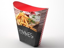 Pommes Box Verpackung Aus Pappe  mit Deckel Groß 50 Stück(80x150x144 mm Schalen