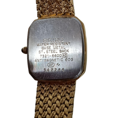 Vintage 1983 [Exc+5] Seiko Exceline 7321-6600 Gold Ivory Square QZ