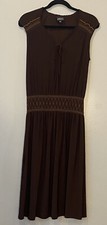 Adrianna Papell Dress Smocked Drop Waist Chocolate Brown Size 8 Sleeveless