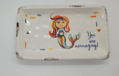 Glory Haus You Are Mermazing Mermaid Trinket Jewelry Tray Soap Dish 6''x3.5''