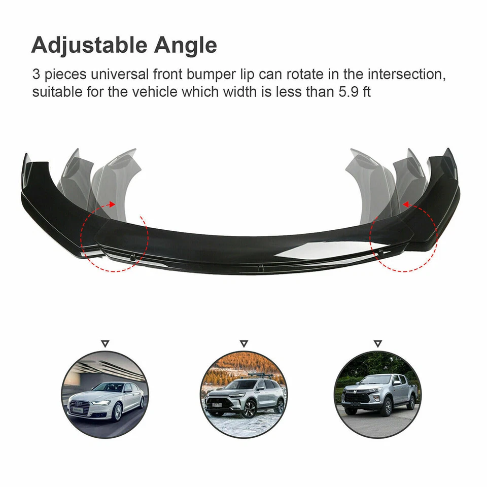 For Honda Civic Si LX EX Front Bumper Lip Body Chin Splitter Spoiler Strut Rods - Image 4 of 4