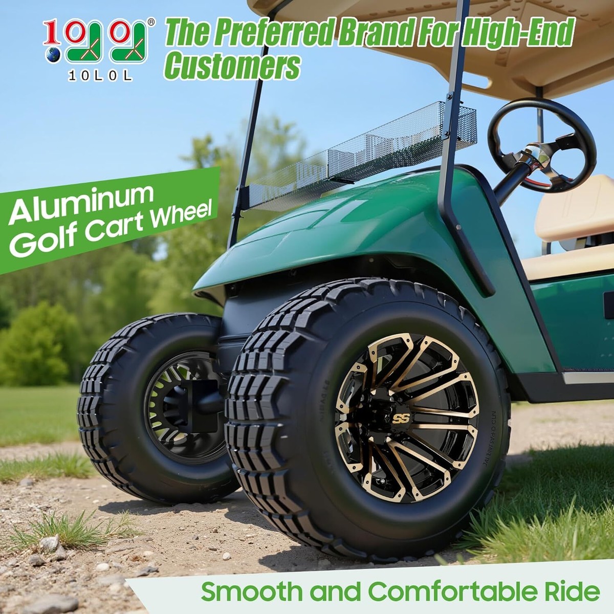 12 Inch Aluminum Golf Cart Wheel SS Center Caps for Yamaha EZGO