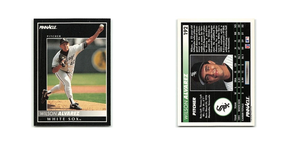 Wilson Alvarez 1992 Pinnacle #192 Chicago White Sox Baseball Card NM - Image 3 of 3
