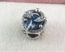 Authentic Pandora silver charm/bead blue a trip to galaxy star space 790028 sky