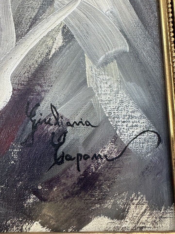 vintage mid century female gypsy oil painting ornate gold frame