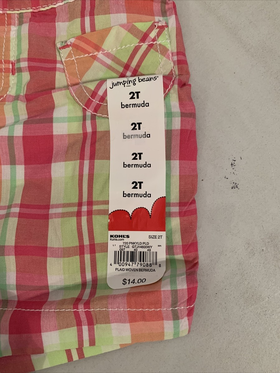 NWT Jumping Beans Toddler Shorts Sz 2T Pink Plaid Retail: $14 (MW