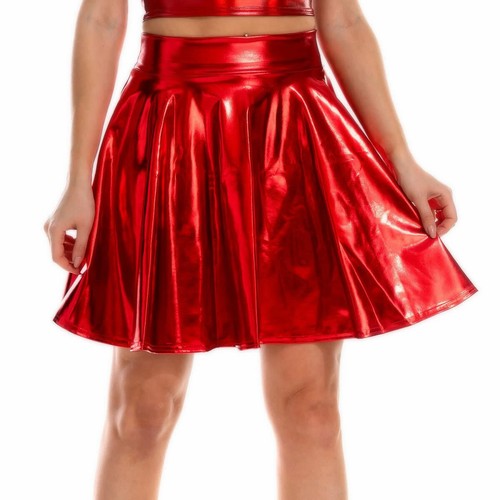 Women PVC Leather WetLook Pleated Mini Skirt Shiny Dance Clubwear Erotic Costume - Picture 12 of 34