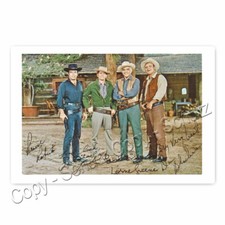 Bonanza - 4 Darstellern Dan Blocker, L. Greene, Michael Landon + Autogrammfoto