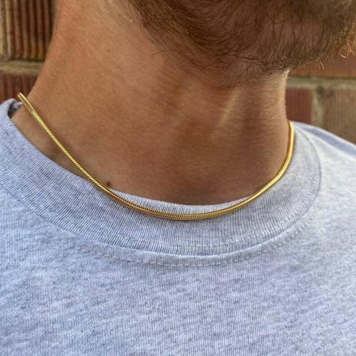 Real Gold Snake Men's Necklace Chain 