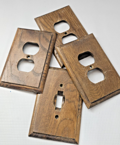 Antike Holzplatten - Steckdosenabdeckungen rechteckig rustikal Kabine 1 Schalter 3 Steckdosen - Bild 9 von 12