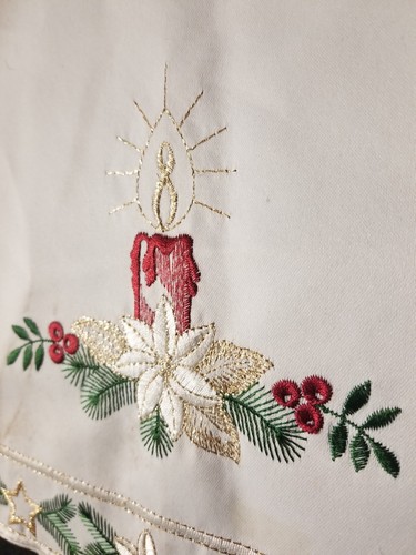 25" Christmas Table Topper Runner Octagonal German Embroidered - Picture 4 of 9