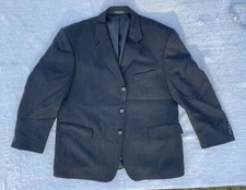 JNY Jones New York Blazer Men 46S Black Classic Career Wool Suit Jacket VTG
