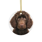Hanging Ceramic Christmas Tree Ornament - Irish Water Spaniel Design