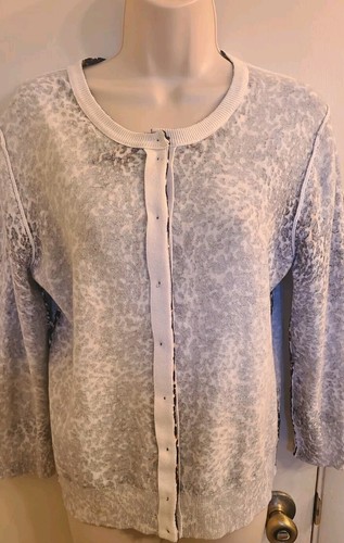 Strickjacke mit Zopfmuster Größe M Leopardenmuster Knopf Pullover Animalprint - Bild 4 von 8