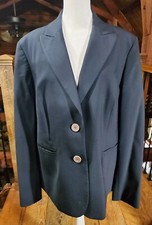 Jones NY Collection Platinum Blazer Jacket Womens 14W Stretch Midnight Sky EUC 