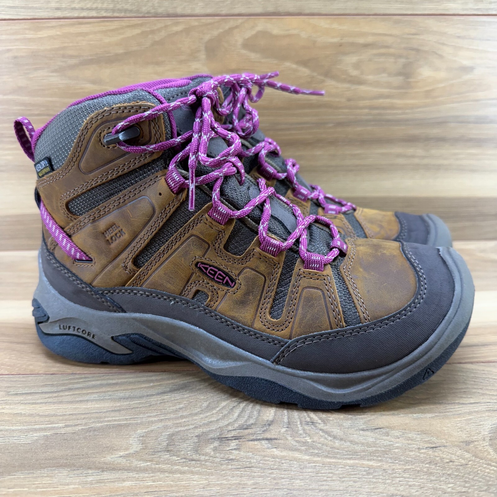 Stivali donna Keen taglia 6 5 circa impermeabili pelle marrone metà escursionismo