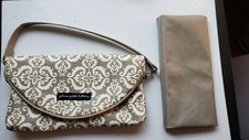 Petunia Pickle Bottom Floral Design White Gray Yellow Purse Diaper Cushion