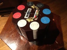 Ancien jeton de poker 2 jeux de cartes neufs en jeu de carrousel en bois rotatif