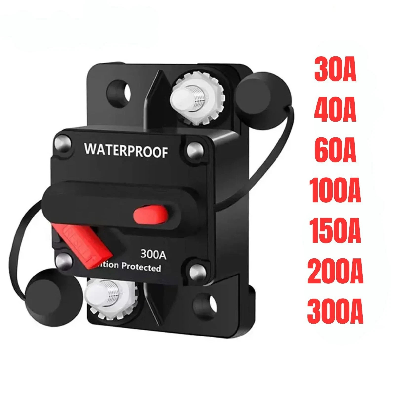 30A-300A Amp Circuit Breaker Audio Fuse 12V-48V DC Car Boat Manual Reset Switch