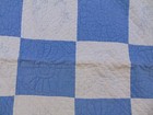 1930s Quilt-Blue/White-Embroidered Flowers/Quilted Sunflowers-66x78-SERENE — photo 6
