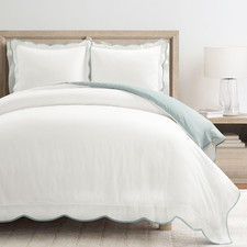 Lush Decor Coastal Chic Scalloped Edge Cotton Duvet Cover Set 3 Piece Set King