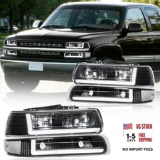 LED DRL Headlight Assembly, Compatible Black Housing Clear Reflector w/ LED