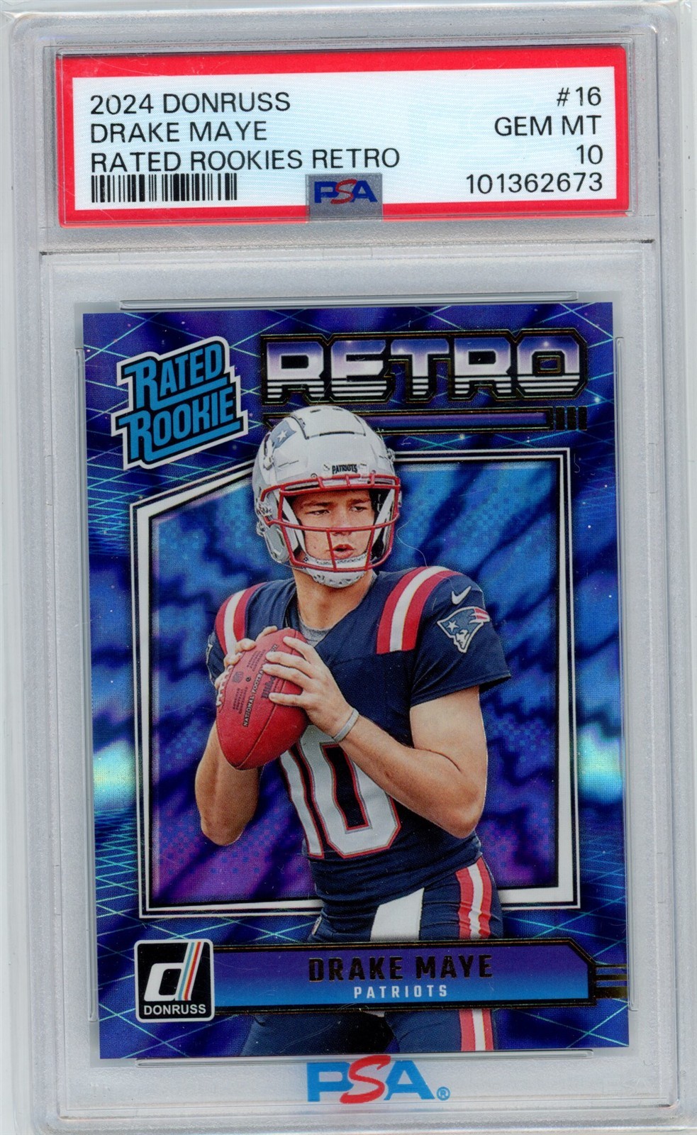 2024 Donruss DRAKE MAYE Rated Rookie Retro #16 PATRIOTS PSA 10 Gem Mint D558