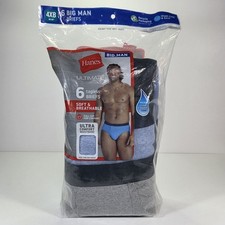 Hanes Ultimate Big Man 6 Pack Tagless Briefs Underwear Soft Breathable Size 4XB