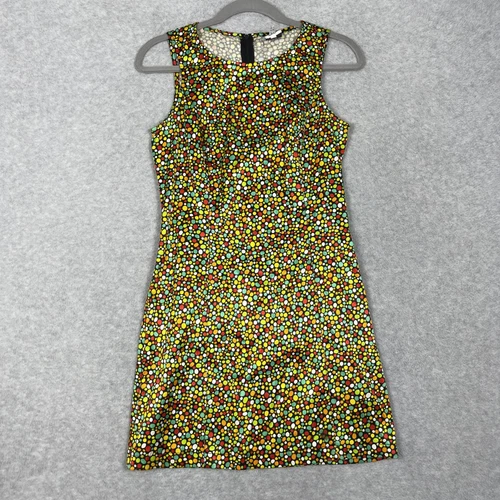 MOSCHINO Abito donna raso vintage anni 90 Mochino Jeans taglia 8 stampa multicolore vibrante Y2K