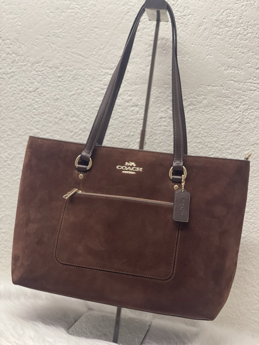 COACH Station Tote Bag In Suede/Gold/Vintage Brown CCC77 NWT | eBay