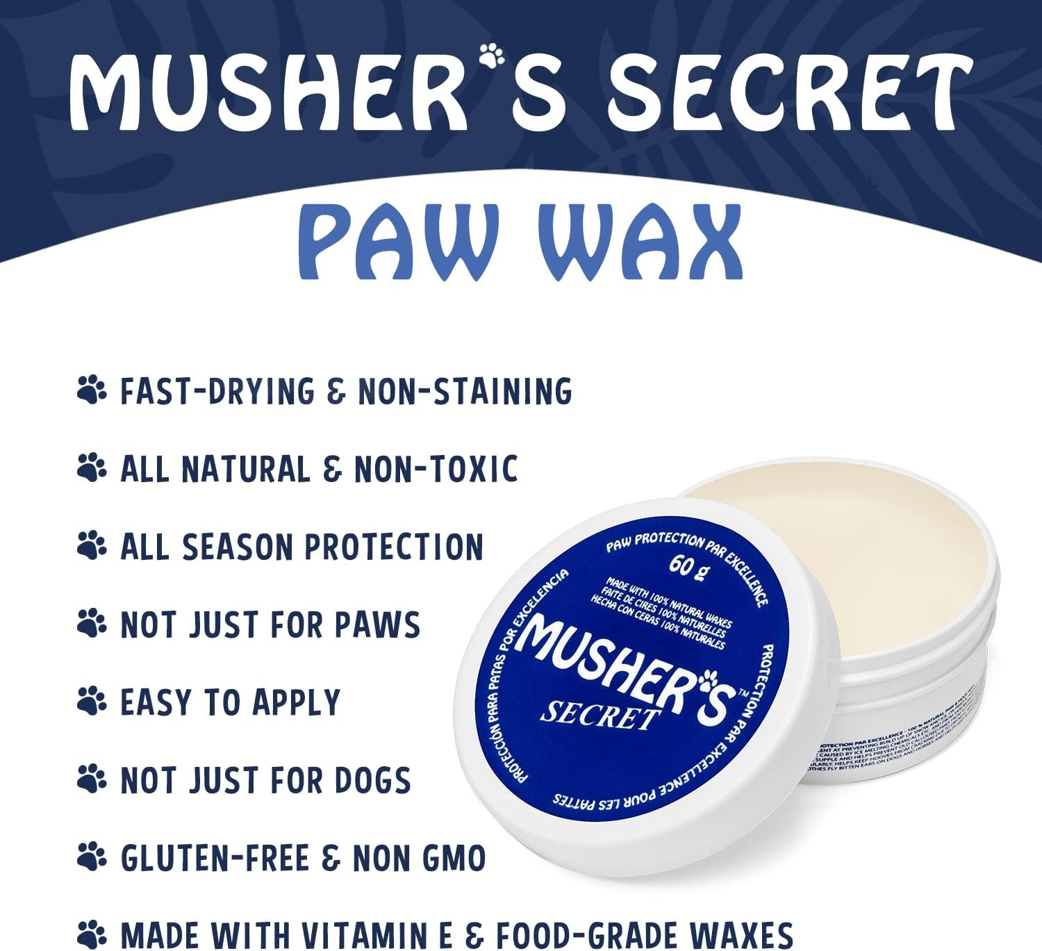 Musher's Secret Dog Paw Wax 60 g (2.1 oz) - 2.1 Ounce (Pack of 1), Blue 