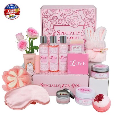 Mother's Day Gifts Set 16Pcs Rose Spa Bath & Body Care Set with Bath Bombs & Lot